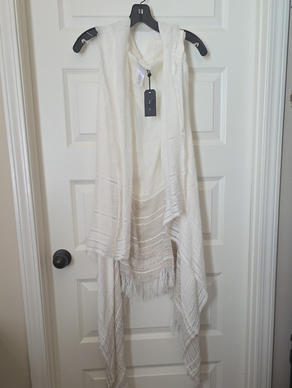 Rag & Bone Made in Italy Linen Blend Fringe Cardigan One Size Antique Whi